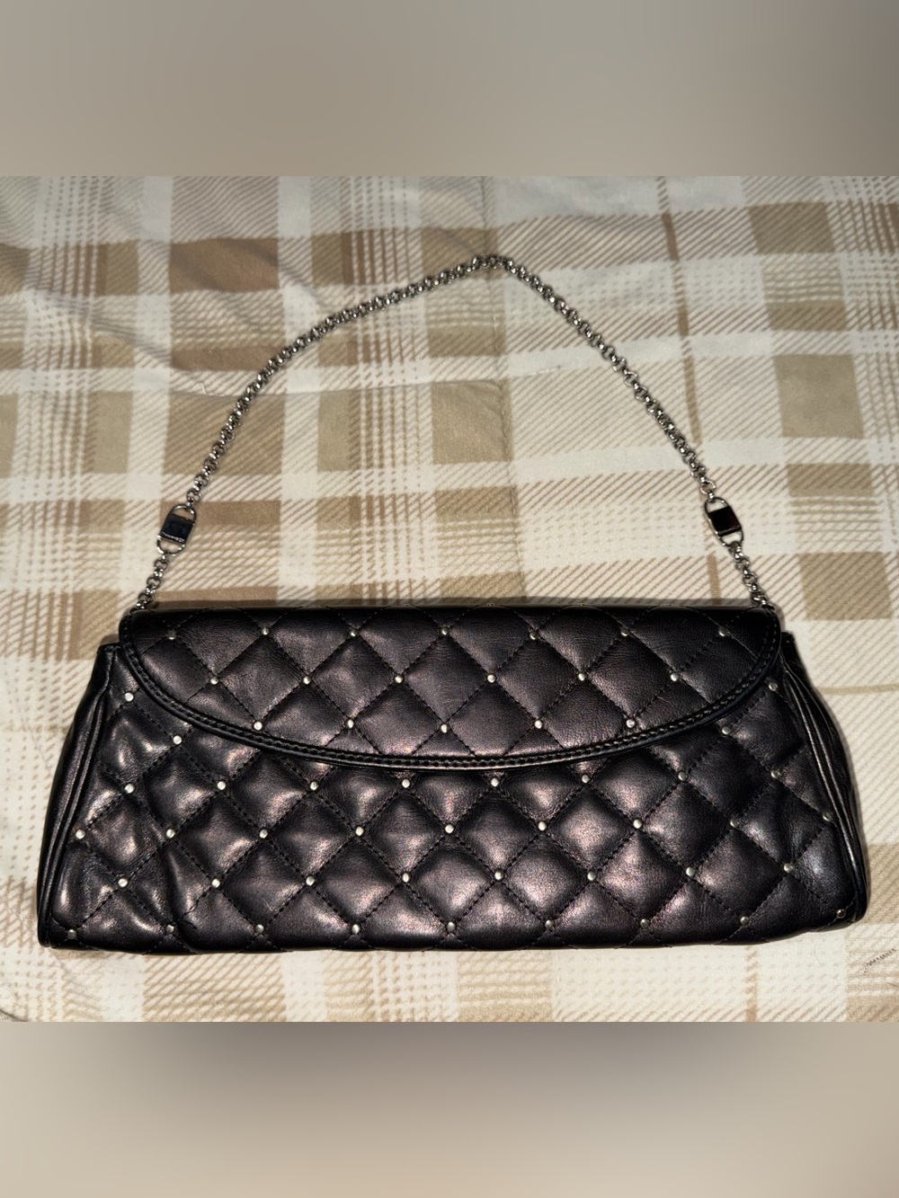 Tiffany & Co. Quilted Leather Studded Clutch – Black, Made in Italy